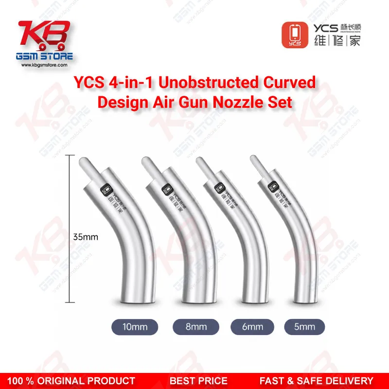 YCS 4-in-1 Curved Air Gun Nozzle Set – 5mm/10mm/12x17mm/13x13mm for YCS R1 Series Hot Air Station