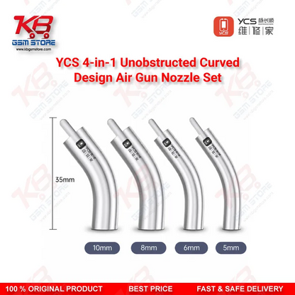 YCS 4-in-1 Curved Air Gun Nozzle Set – 5mm/10mm/12x17mm/13x13mm for YCS R1 Series Hot Air Station