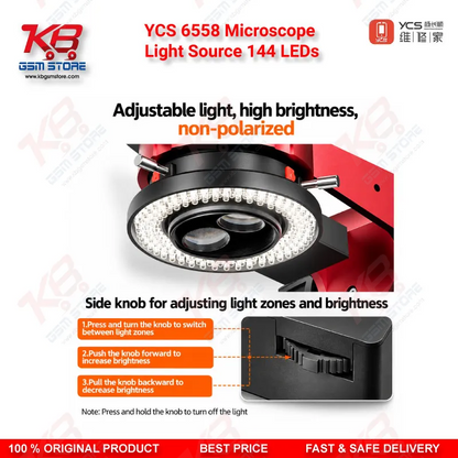 YCS 6558 Microscope Light Source 144 LEDs Zone Ring Lamp