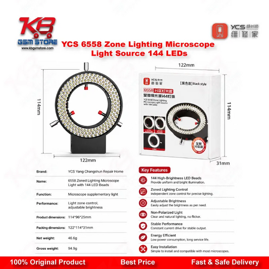 YCS 6558 Zone Lighting Microscope Light Source – 144 LED Beads