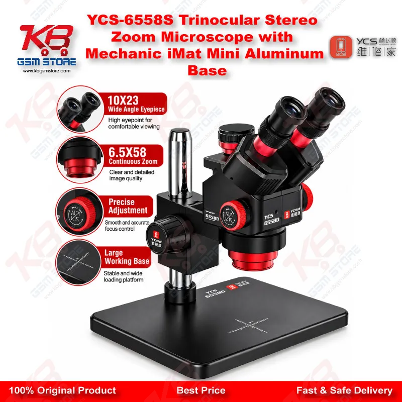 YCS 6558S Ultra HD Trinocular Microscope Large Base