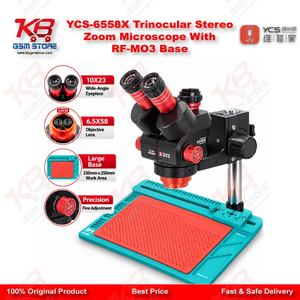 YCS-6558X Trinocular Stereo Zoom Microscope With RF-MO3 Base