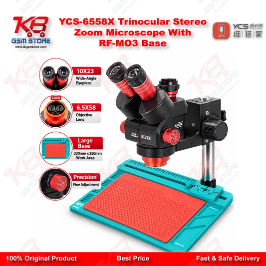 YCS-6558X Trinocular Stereo Zoom Microscope With RF-MO3 Base