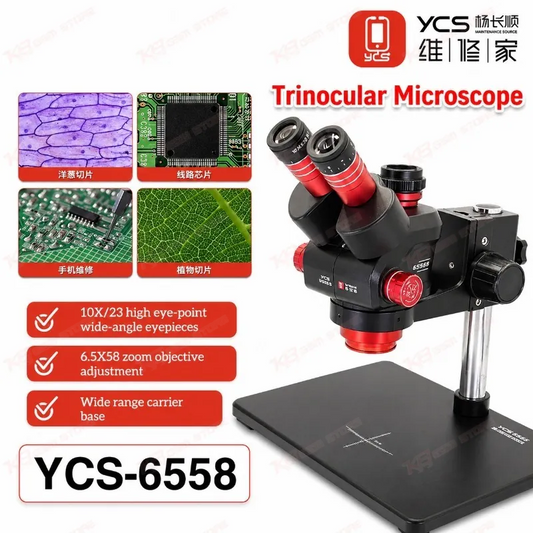 YCS-6558X Trinocular Stereo Zoom Microscope with Big Base