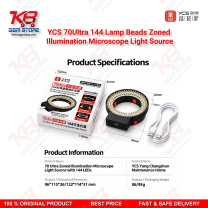 YCS 70Ultra 144 Lamp Beads Zoned Illumination Microscope Light Source