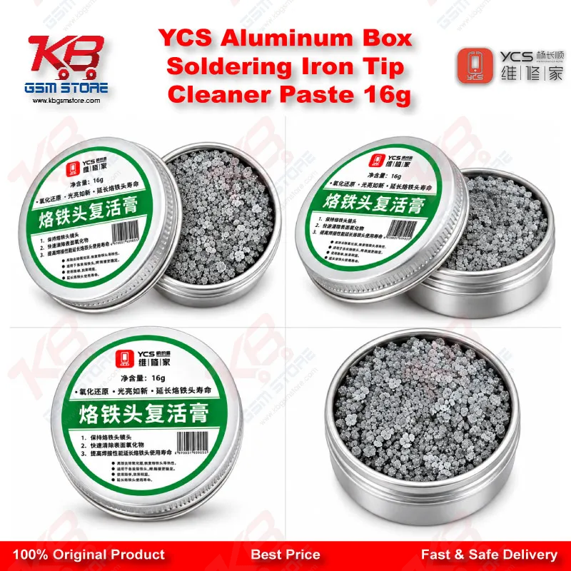 YCS Aluminum Box Soldering Iron Tip Cleaner Paste 16g