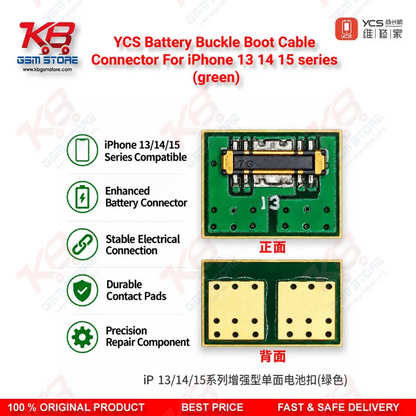 YCS Battery Buckle Boot Cable Connector For iPhone 13 14 15 series (green)