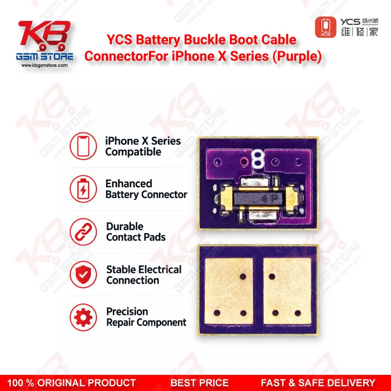 YCS Battery Buckle Boot Cable Connector For iPhone X Series (Purple)