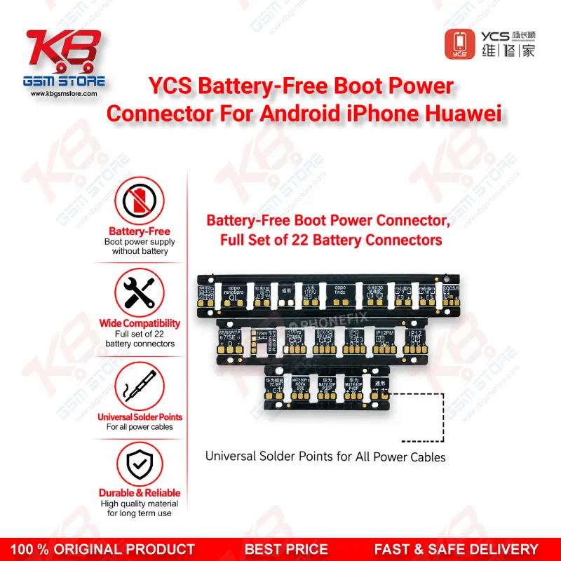 YCS Battery-Free Boot Power Connector For Android iPhone Huawei