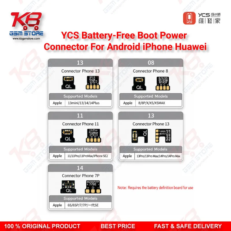 YCS Battery-Free Boot Power Connector For Android iPhone Huawei
