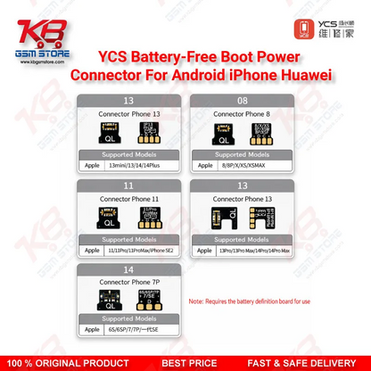 YCS Battery-Free Boot Power Connector For Android iPhone Huawei
