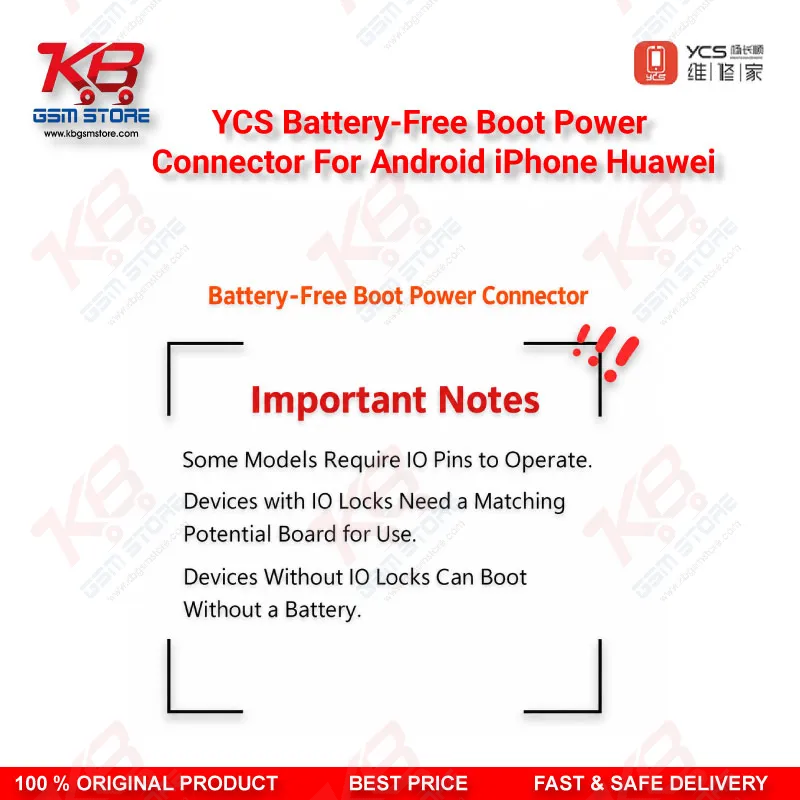 YCS Battery-Free Boot Power Connector For Android iPhone Huawei