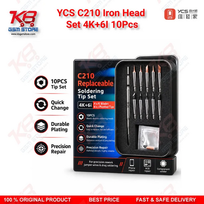 YCS C210 Iron Head Set 4K+6I 10Pcs Micro Soldering Tips