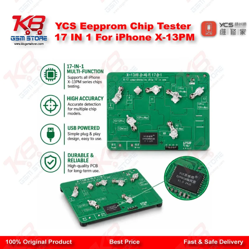 YCS Eepprom Chip Tester 17 IN 1 For iPhone X-13PM