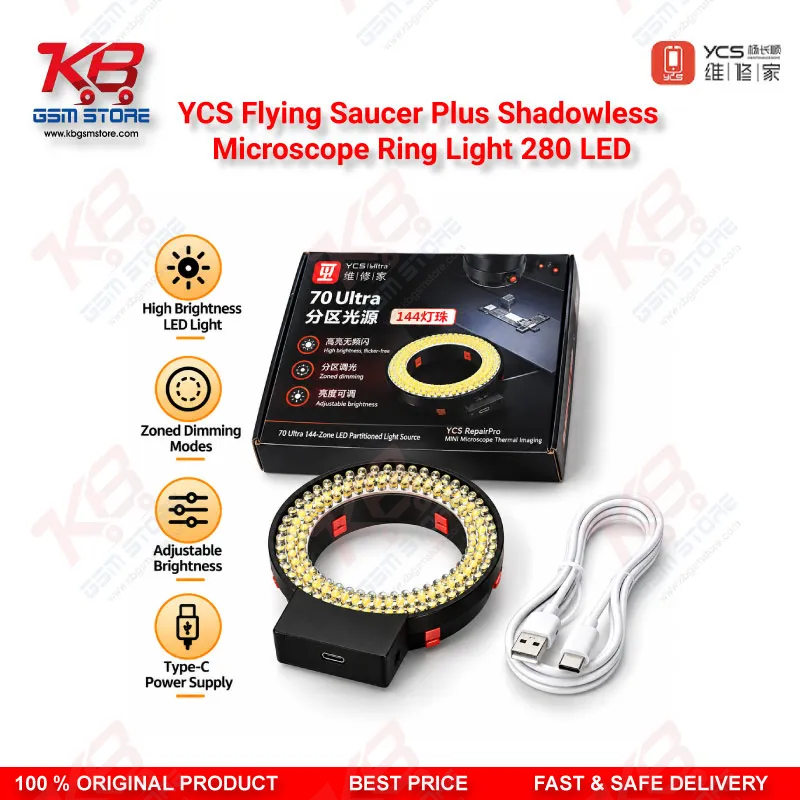 YCS Flying Saucer Plus Shadowless Microscope Ring Light 280 LED