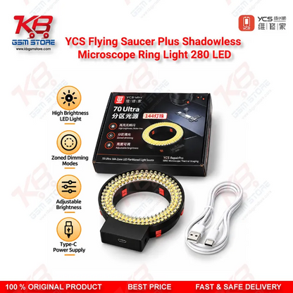 YCS Flying Saucer Plus Shadowless Microscope Ring Light 280 LED
