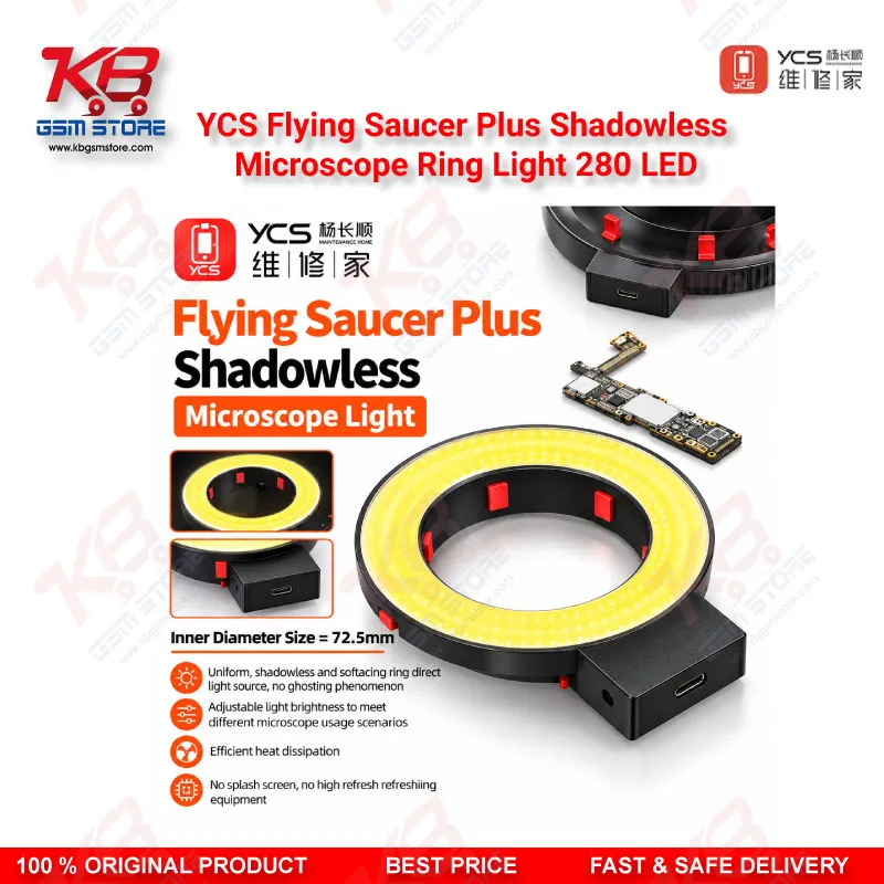 YCS Flying Saucer Plus Shadowless Microscope Ring Light 280 LED