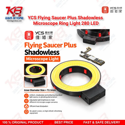 YCS Flying Saucer Plus Shadowless Microscope Ring Light 280 LED