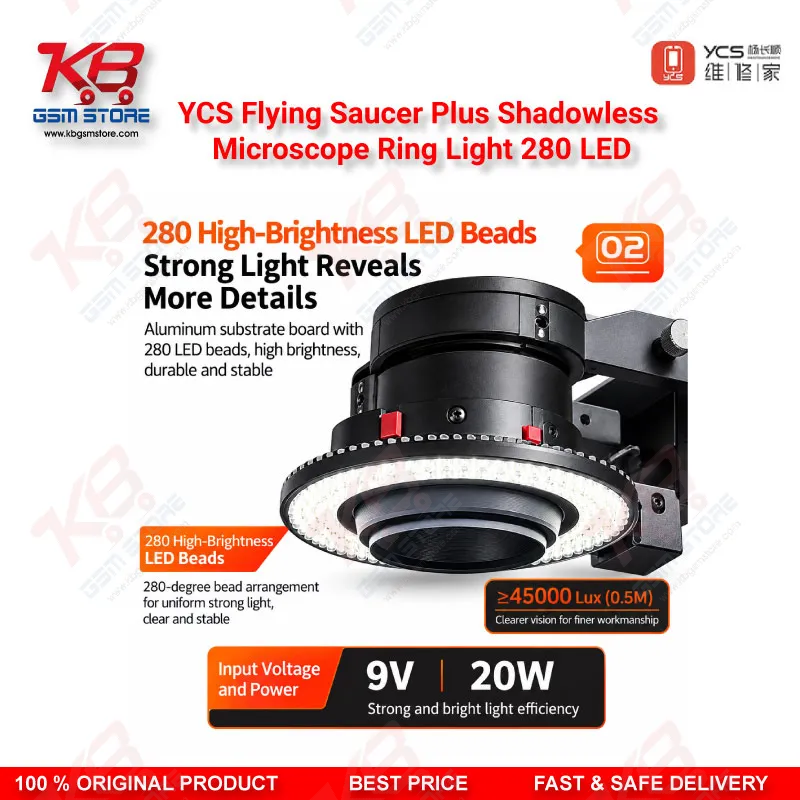 YCS Flying Saucer Plus Shadowless Microscope Ring Light 280 LED
