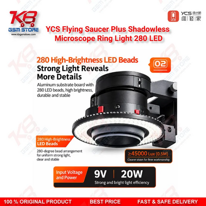 YCS Flying Saucer Plus Shadowless Microscope Ring Light 280 LED