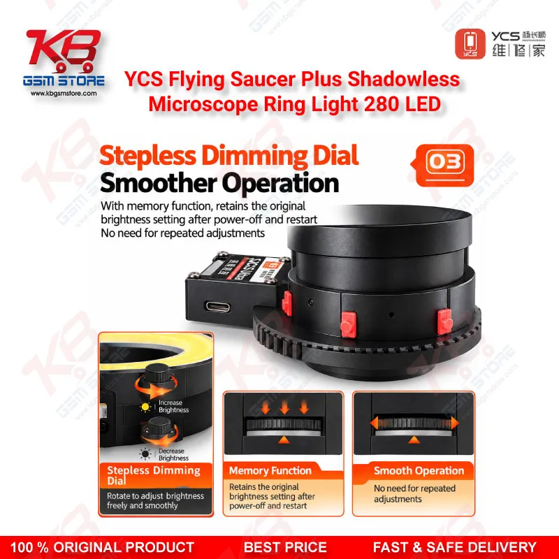 YCS Flying Saucer Plus Shadowless Microscope Ring Light 280 LED