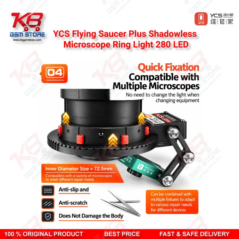 YCS Flying Saucer Plus Shadowless Microscope Ring Light 280 LED