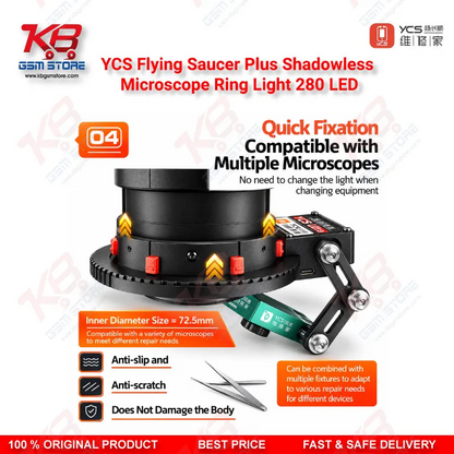 YCS Flying Saucer Plus Shadowless Microscope Ring Light 280 LED