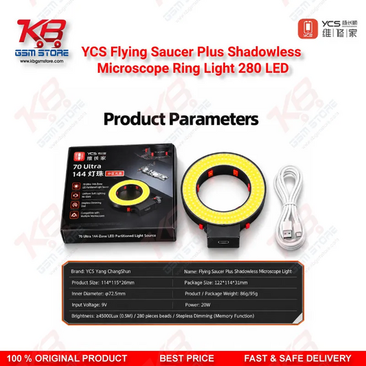 YCS Flying Saucer Plus Shadowless Microscope Ring Light 280 LED