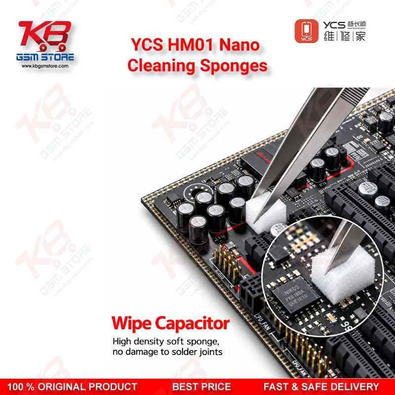 YCS HM01 Nano Cleaning Sponge (500pcs/Box) – Motherboard, Screen & Flux Cleaning Cotton for Mobile Repair
