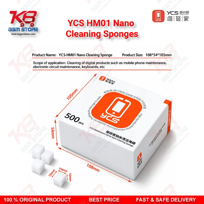 YCS HM01 Nano Cleaning Sponge (500pcs/Box) – Motherboard, Screen & Flux Cleaning Cotton for Mobile Repair