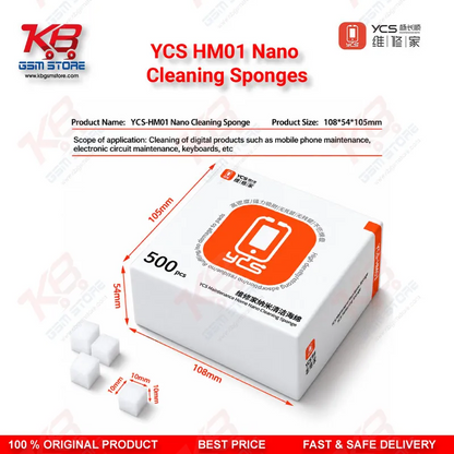 YCS HM01 Nano Cleaning Sponge (500pcs/Box) – Motherboard, Screen & Flux Cleaning Cotton for Mobile Repair