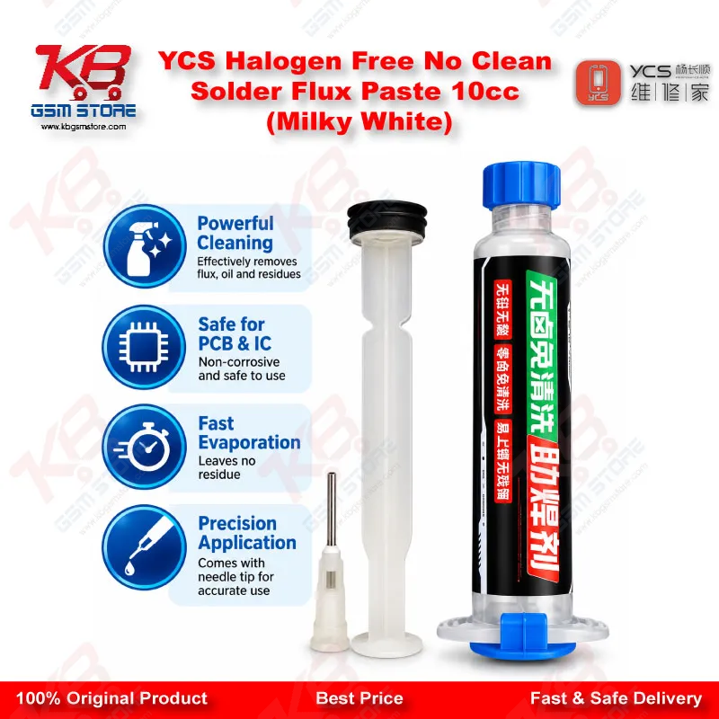 YCS Halogen Free No Clean Solder Flux Paste 10cc (Milky White)