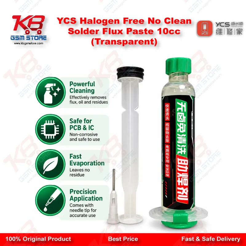 YCS Halogen Free No Clean Solder Flux Paste 10cc (Transparent)
