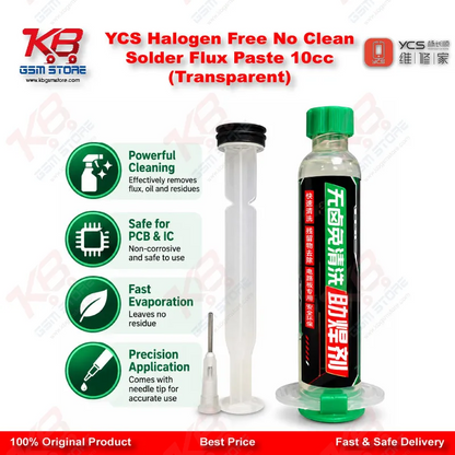 YCS Halogen Free No Clean Solder Flux Paste 10cc (Transparent)