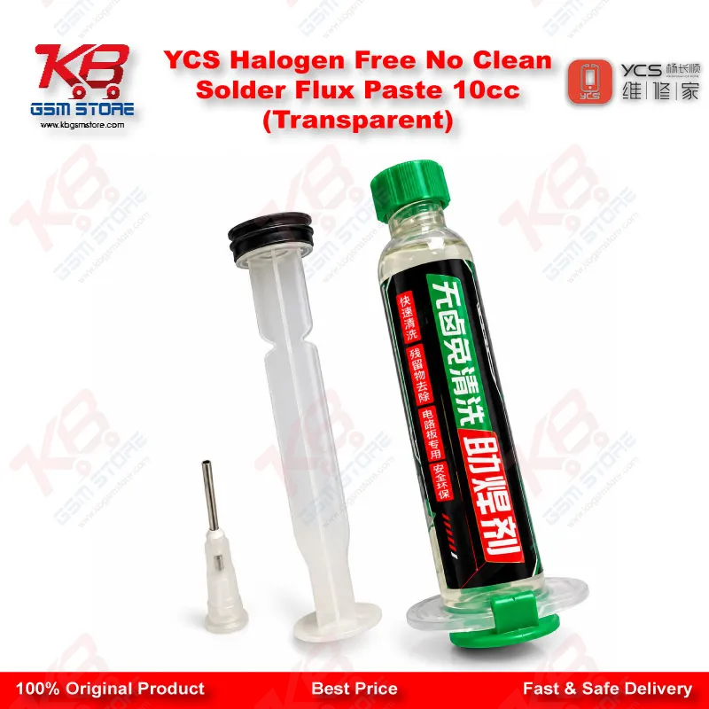 YCS Halogen Free No Clean Solder Flux Paste 10cc (Transparent)