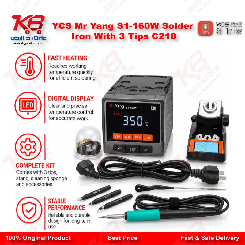 YCS Mr Yang S1-160W Solder Iron With 3 Tips C210