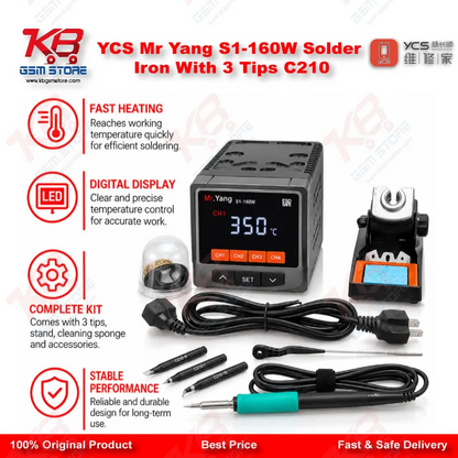 YCS Mr Yang S1-160W Solder Iron With 3 Tips C210
