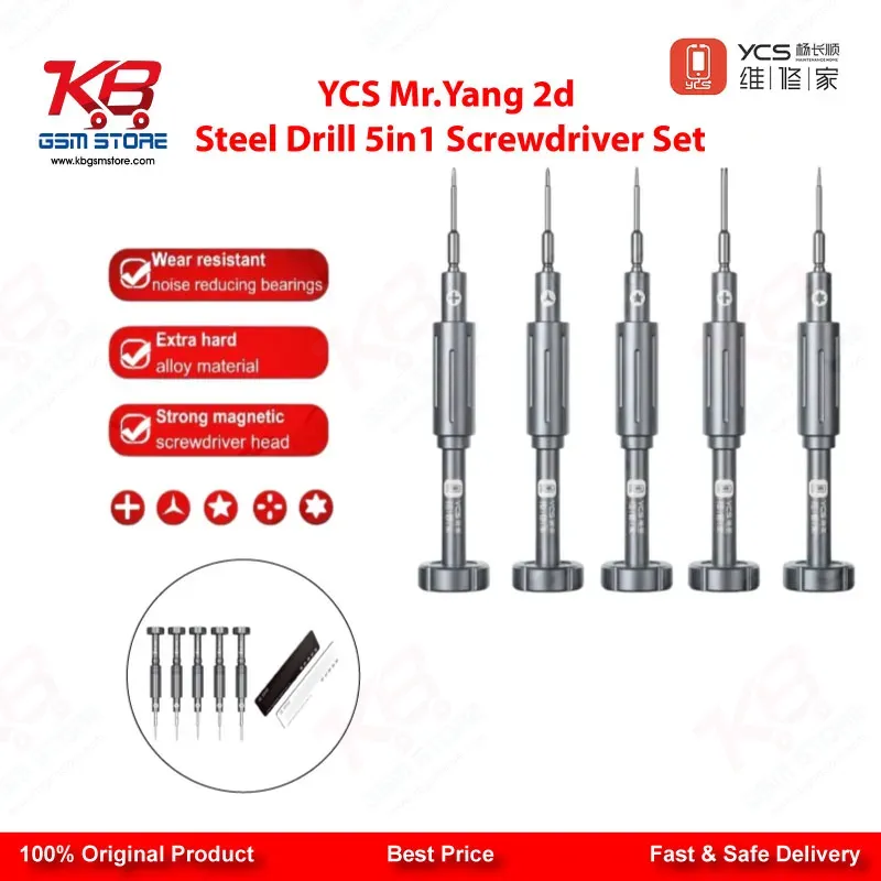 YCS Mr.Yang 2D 5-in-1 S2 Steel Screwdriver Set for Mobile Repair