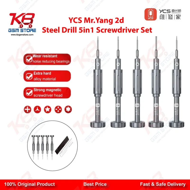YCS Mr.Yang 2D 5-in-1 S2 Steel Screwdriver Set for Mobile Repair
