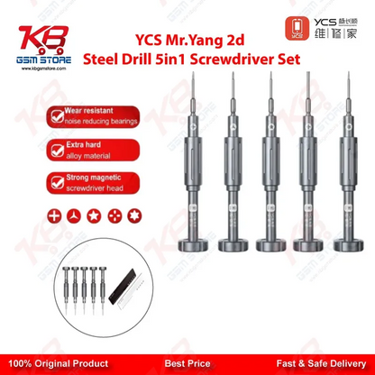 YCS Mr.Yang 2D 5-in-1 S2 Steel Screwdriver Set for Mobile Repair