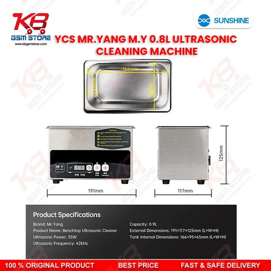 YCS Mr.Yang M.Y C08 0.8L Ultrasonic Cleaning Machine for Mobile PCB Motherboard IC Repair
