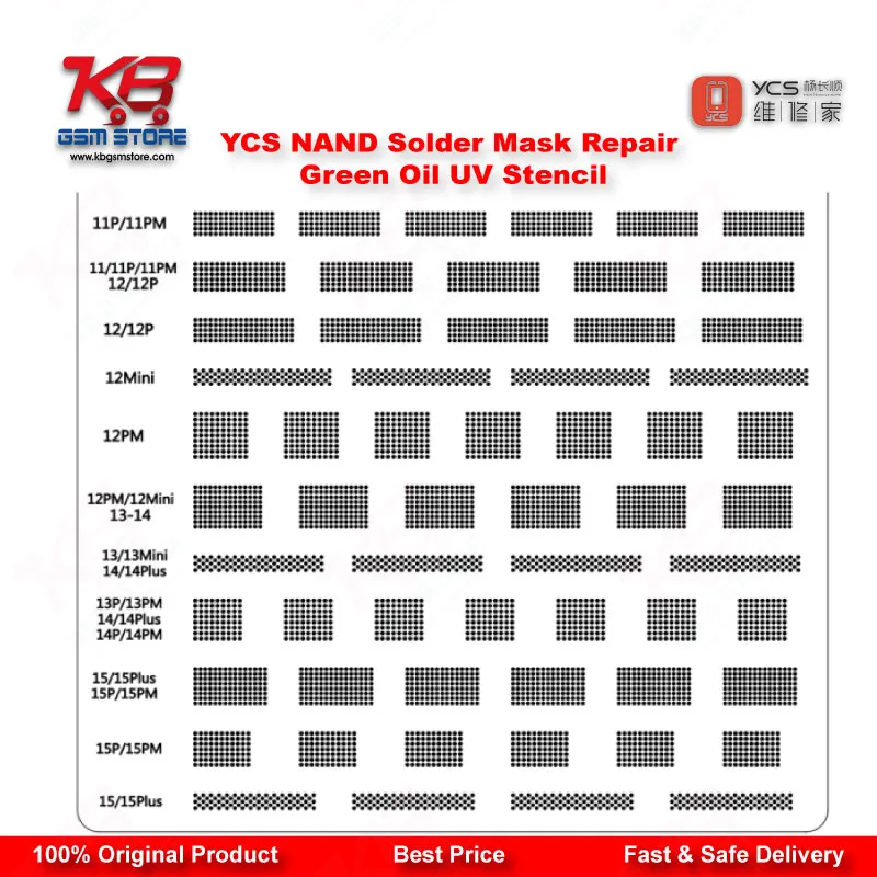 YCS Font/NAND Solder Mask Repair Green Oil UV Stencil – BGA Reballing Stencil
