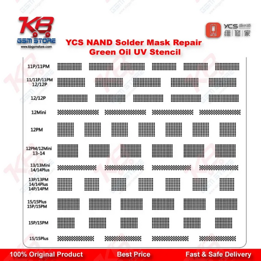 YCS Font/NAND Solder Mask Repair Green Oil UV Stencil – BGA Reballing Stencil