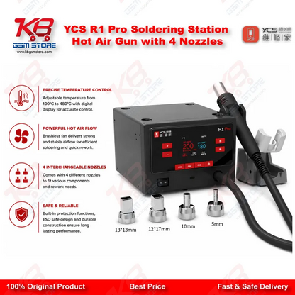 YCS R1 Pro Soldering Station Hot Air Gun with 4 Nozzles