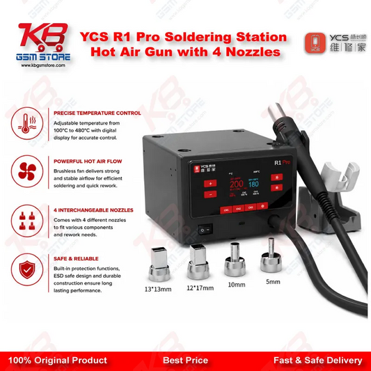 YCS R1 Pro Soldering Station Hot Air Gun with 4 Nozzles
