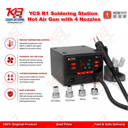 YCS R1 Soldering Station Hot Air Gun with 4 Nozzles