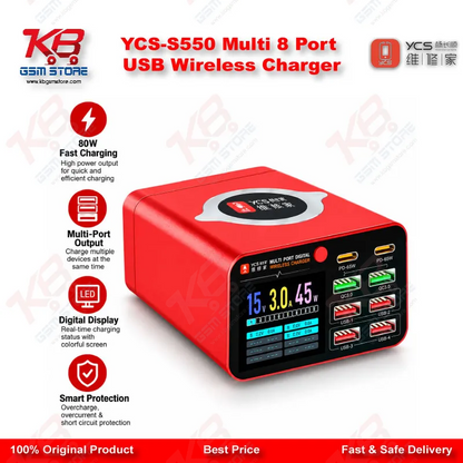 YCS-S550 Multi 8 Port USB Wireless Charger