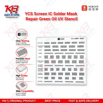 YCS Screen IC Solder Mask Repair Green Oil UV Stencil iPhone