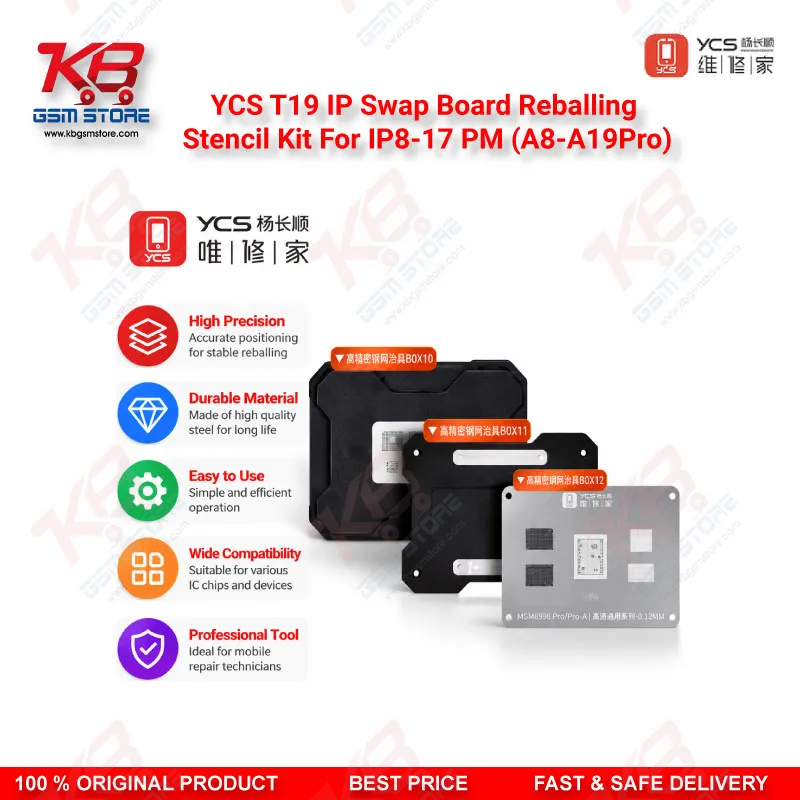 YCS T19 IP Swap Board Reballing Stencil Kit For IP8-17 PM (A8-A19Pro)
