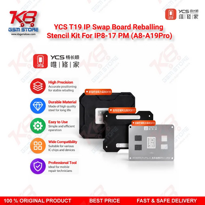 YCS T19 IP Swap Board Reballing Stencil Kit For IP8-17 PM (A8-A19Pro)